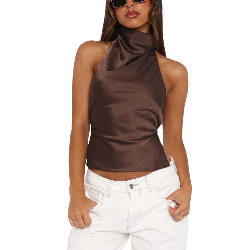 CHINIE™ – Chic Sleeveless Halter Neck Blouse