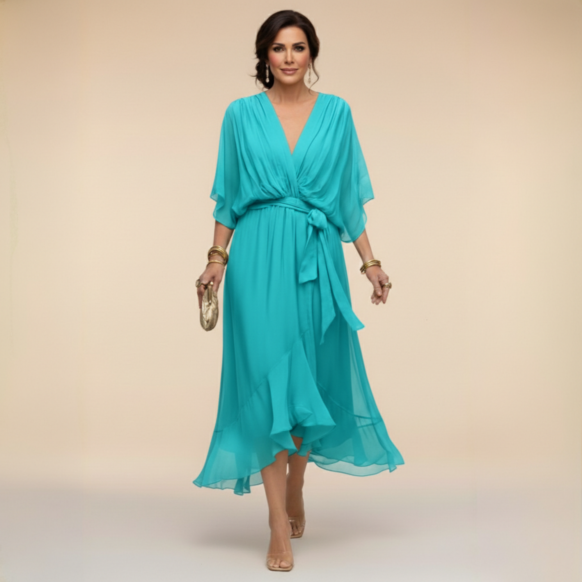 Jessica - Flowing V-Neck Elegant Dress