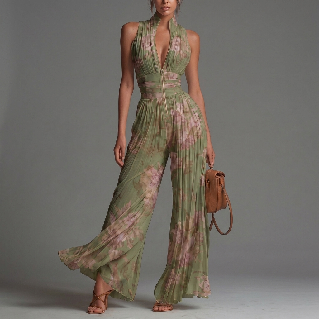 ZINEB | PLEATED FLORAL JUMPSUIT