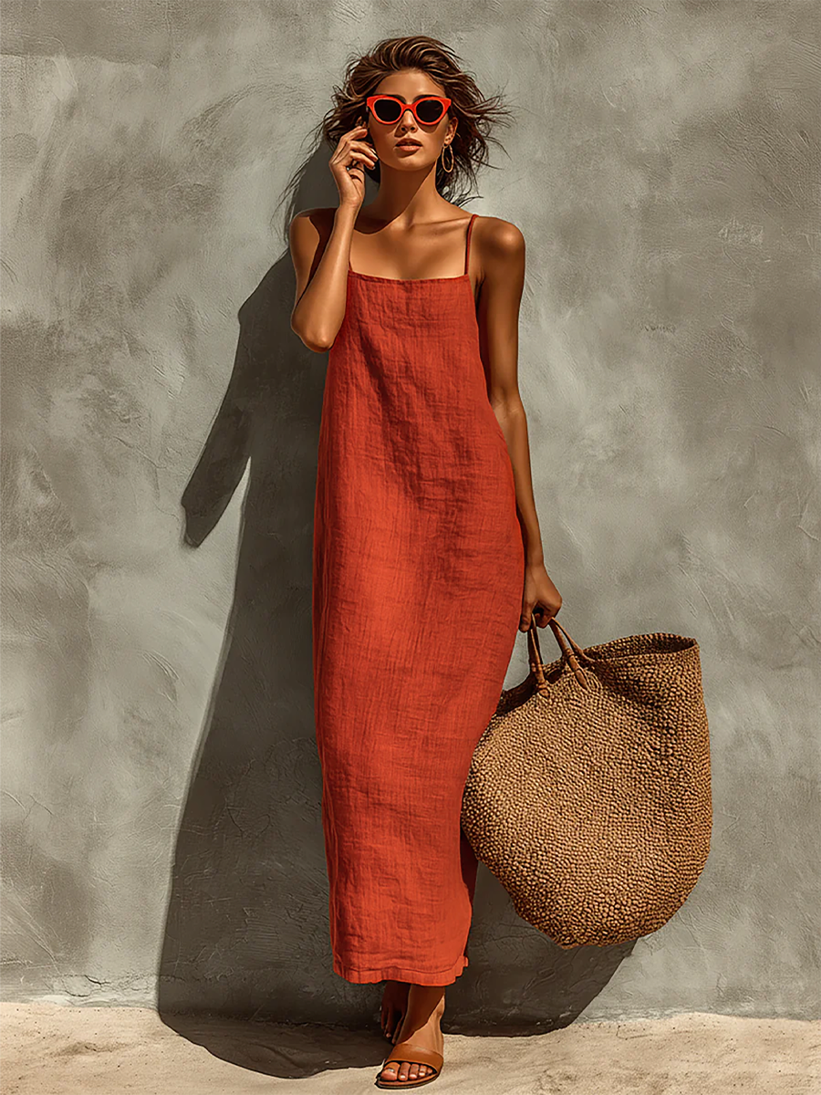 Spaghetti Straps Cotton Maxi Dress
