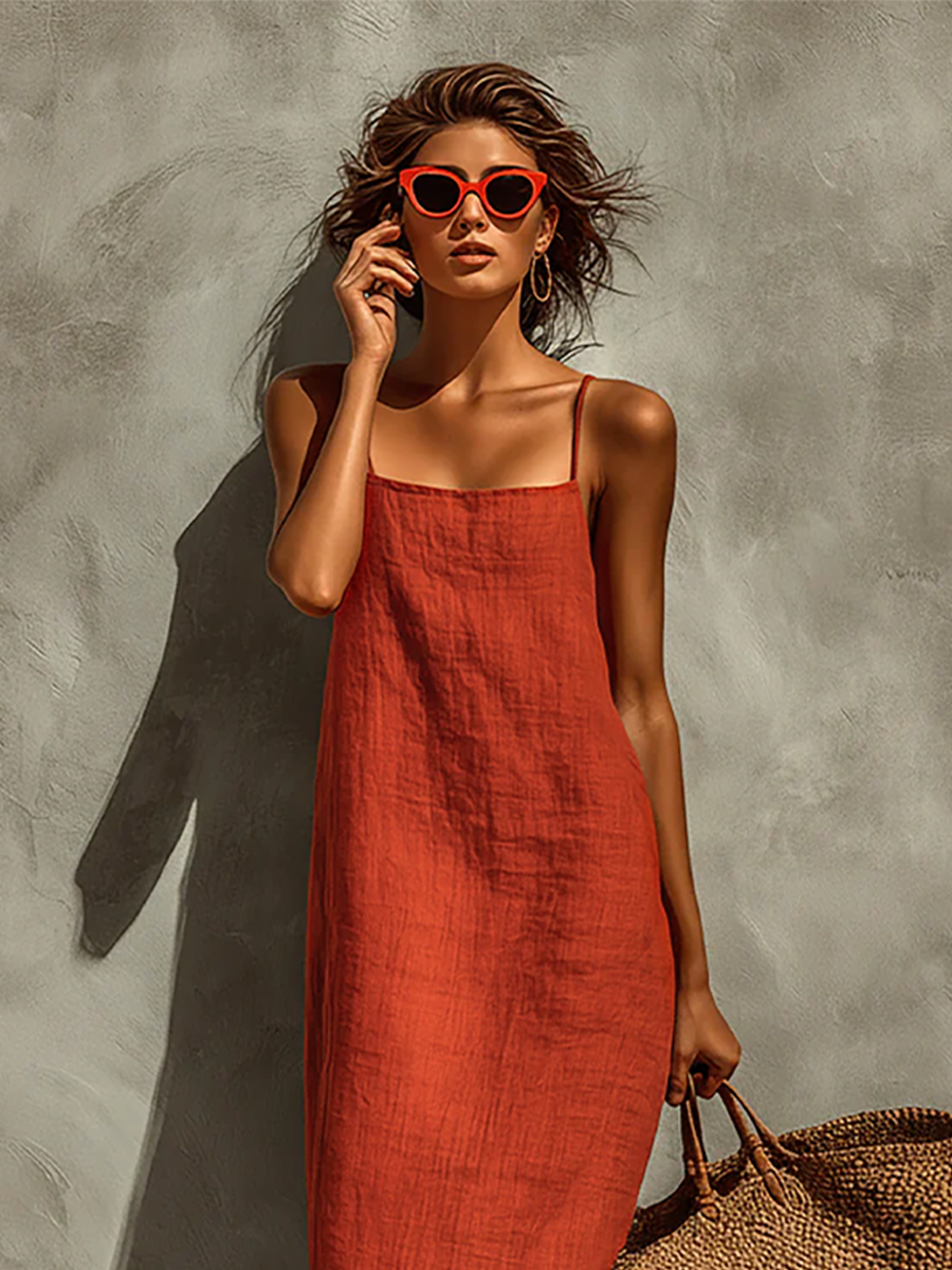 Spaghetti Straps Cotton Maxi Dress