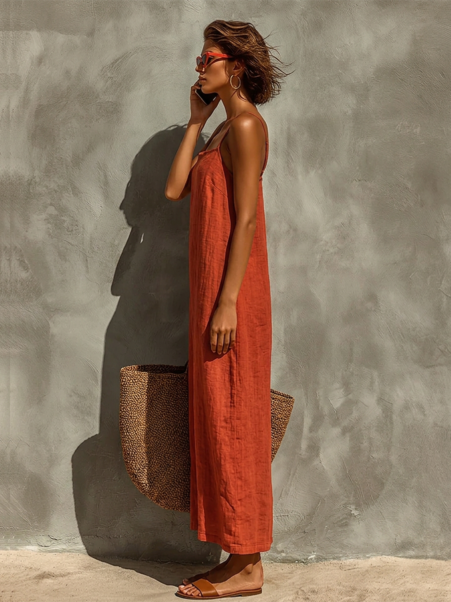 Spaghetti Straps Cotton Maxi Dress