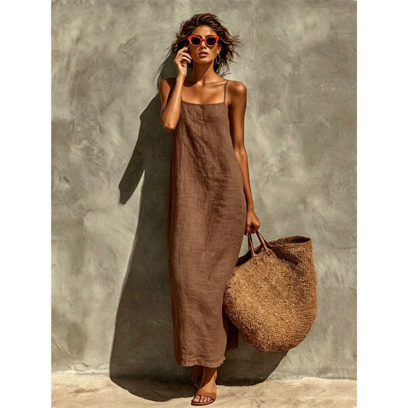 Spaghetti Straps Cotton Maxi Dress