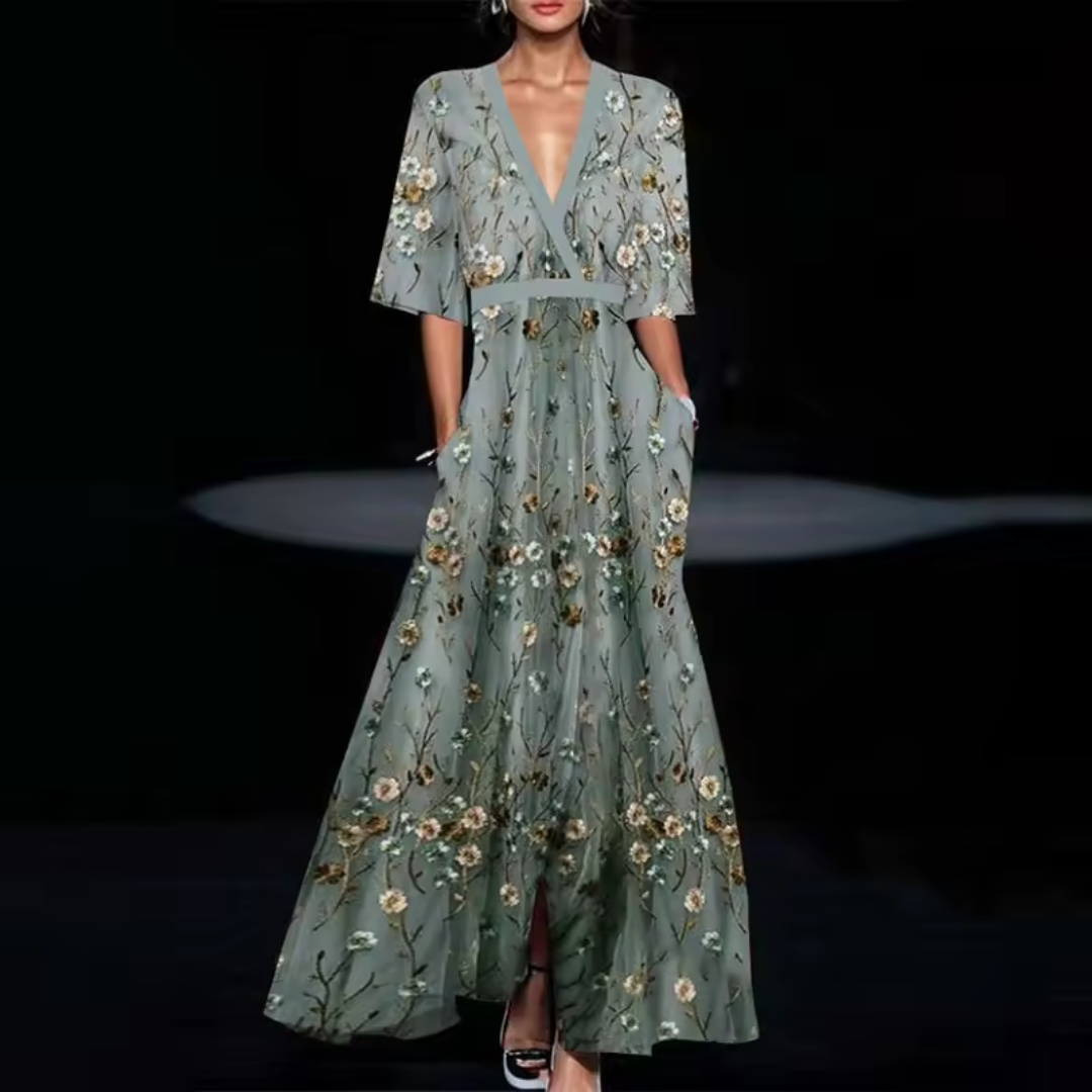 Fiona - Chic Floral Long-Sleeve Dress