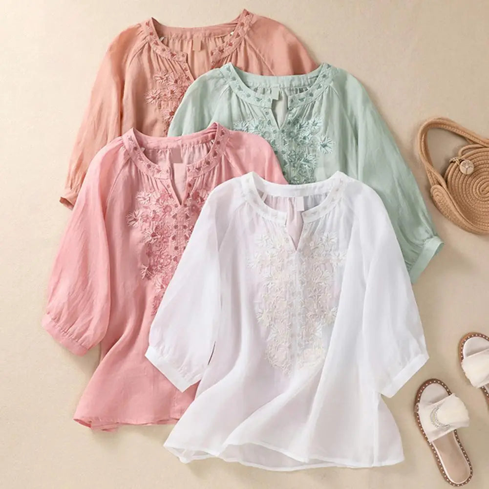 Sophie™ Embroidered Cotton Floral Blouse