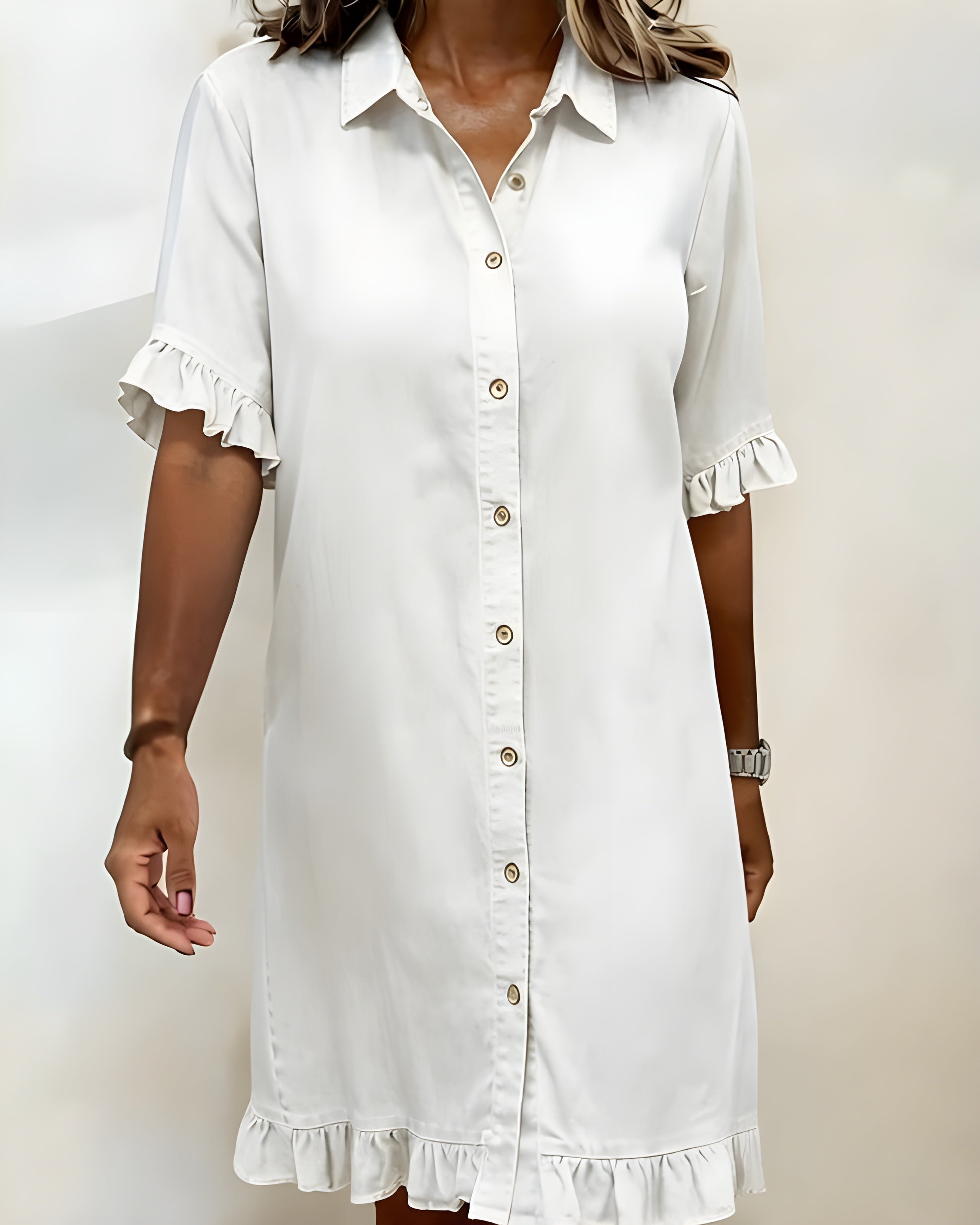 Katie | Effortlessly Flattering Ruched Denim Dress