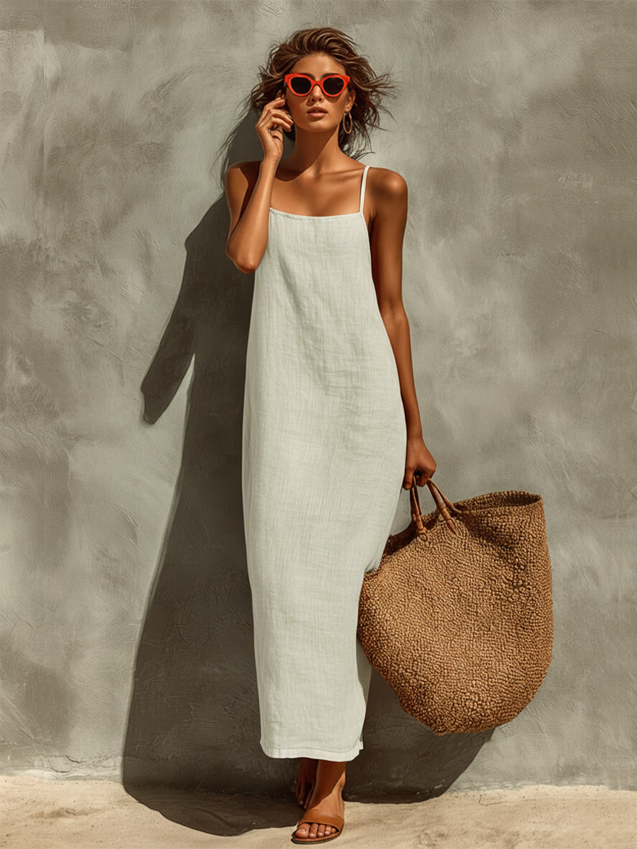 Spaghetti Straps Cotton Maxi Dress
