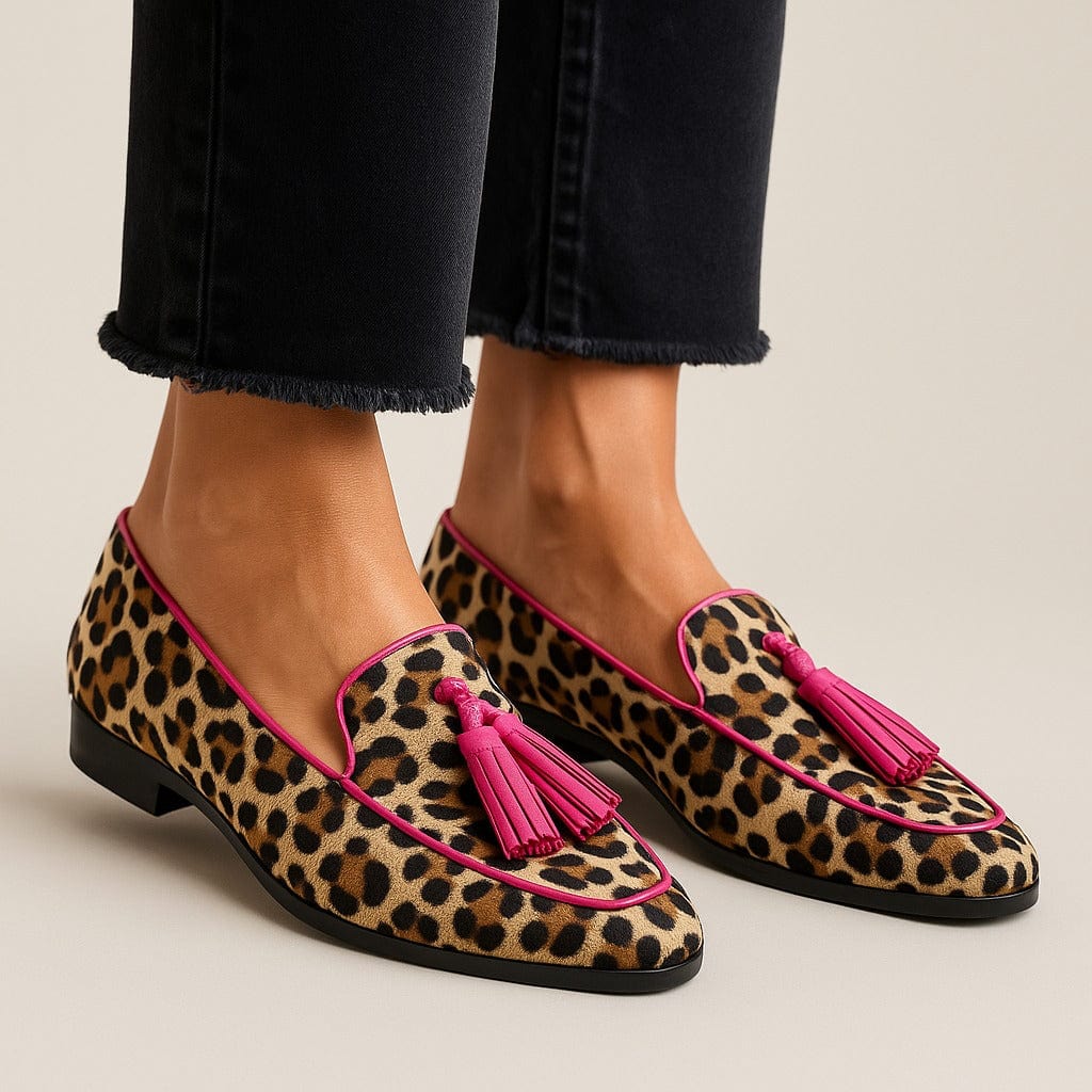 Liora - Animal Print Tassel Slippers