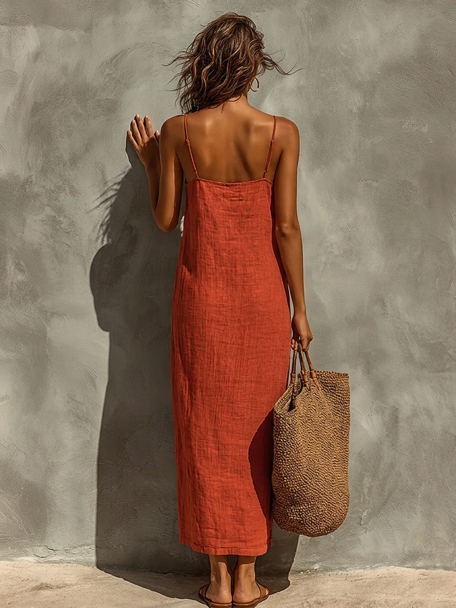 Spaghetti Straps Cotton Maxi Dress